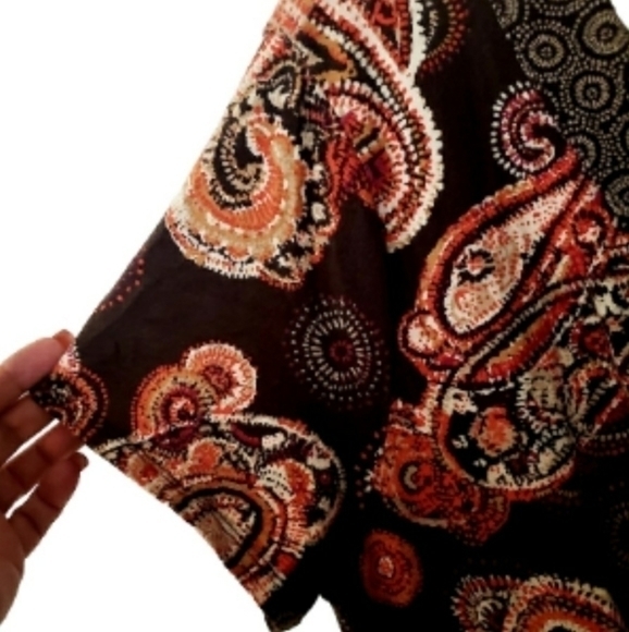 Vintage Croft & Barrow Brown Paisley‎ Print V Neckline Knit Dress size XL - Picture 6 of 10